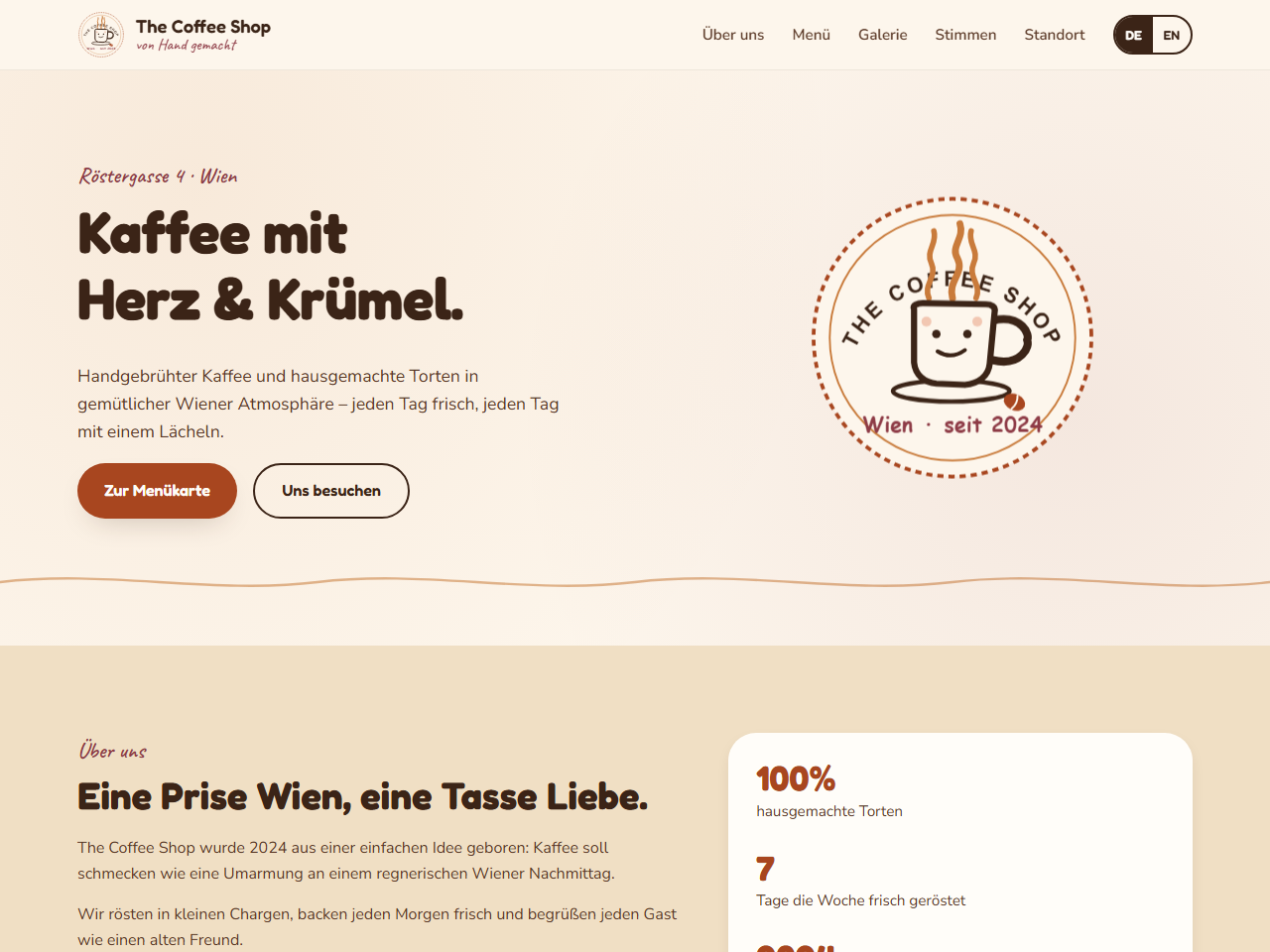 Startseite des Projekts The Coffee Shop